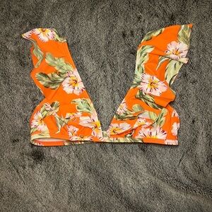 Orange tropical bikini top